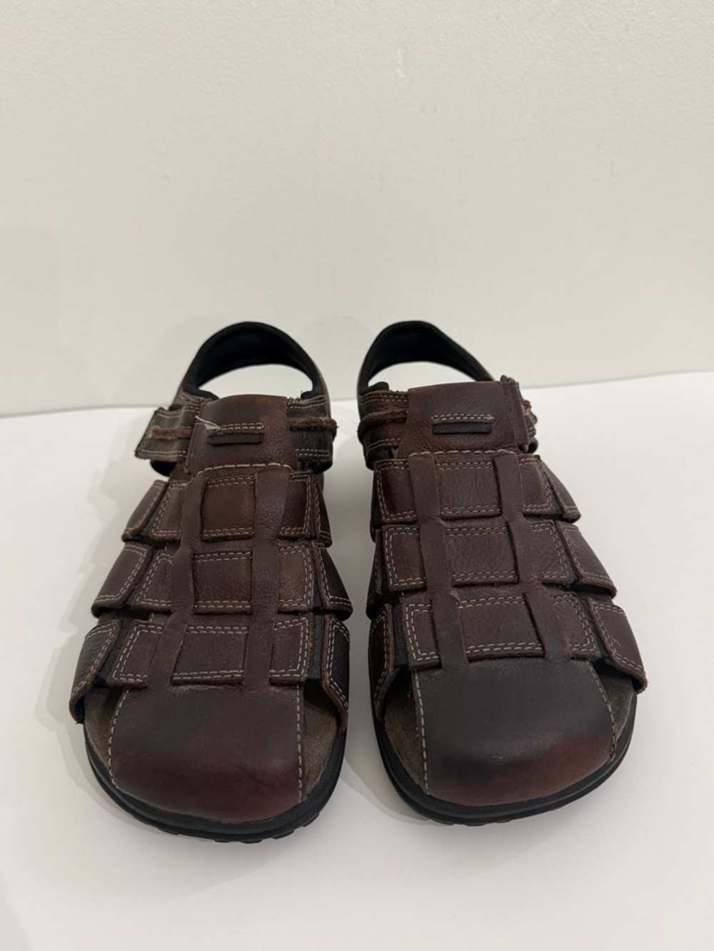 NEW CLARKS Fisherman Sandals Mens Size 9M Brown Leather Adult - Picture 3 of 10